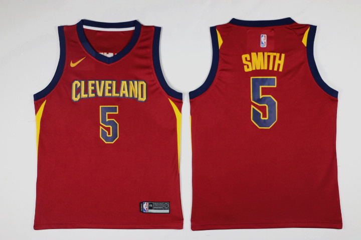 Men Cleveland Cavaliers #5 Smith Red Game Nike NBA Jerseys